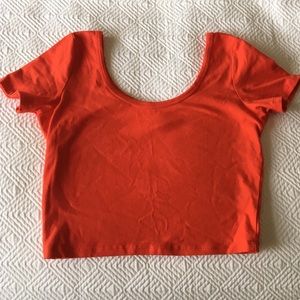 Coral scoop neck crop top